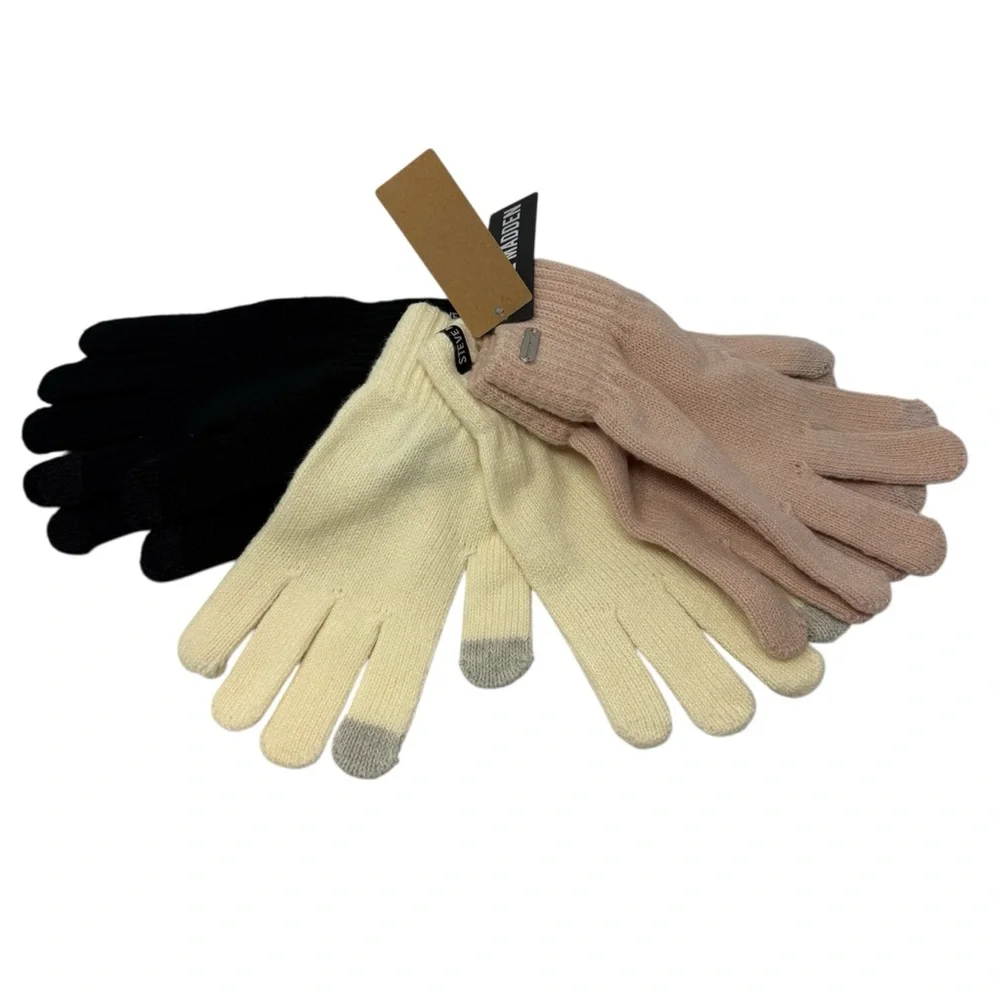 Steve Madden Set of 3 Multi-Color Touchscreen-compatible Knit Gloves NWT